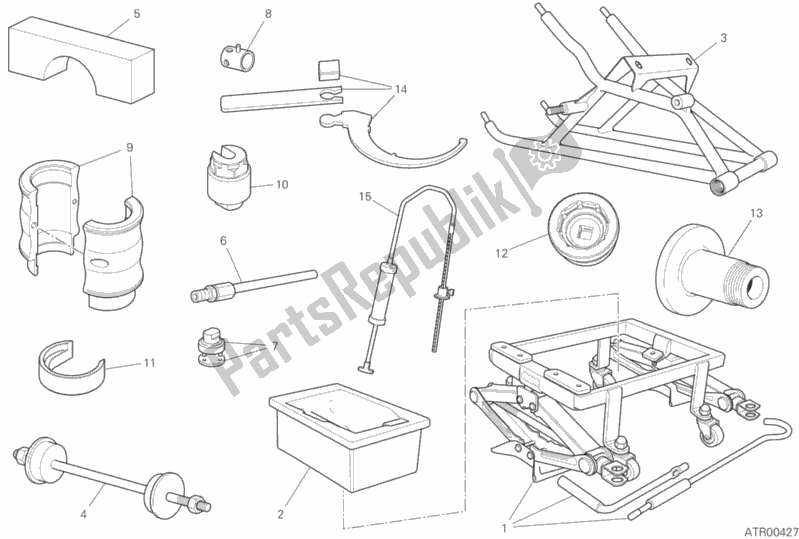 All parts for the Workshop Service Tools (frame) of the Ducati Superbike Panigale V2 USA 955 2020